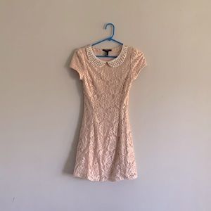 Forever 21 pink lace dress with a faux pearl Peter Pan collar.